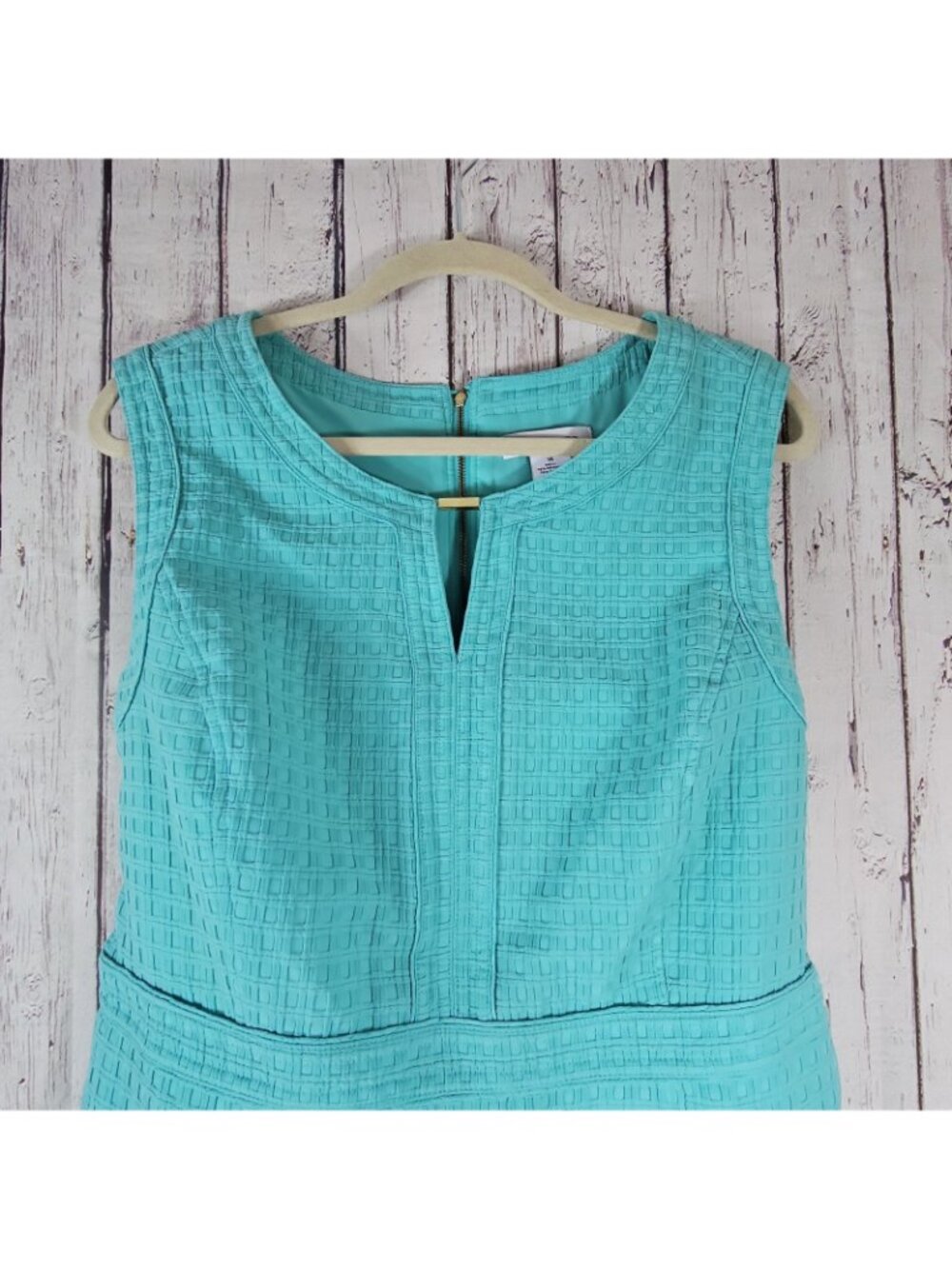 Liz Claiborne Dress sz 16 Teal Basketweave Knee Length Pockets Lined Work Office - Picture 4 of 14